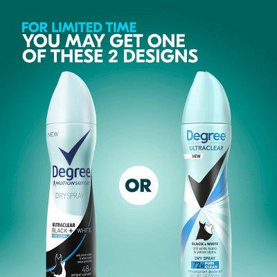 Degree Ultra Clear Black + White Pure Clean Antiperspirant & Deodorant Dry Spray 3.8oz/2ct - New