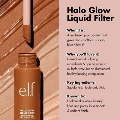 e.l.f. Halo Glow Liquid Filter Highlighter 3.5 Medium 1.06 fl oz - Imperfect Container