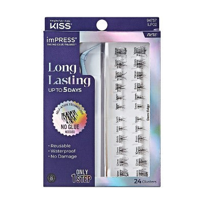 KISS Products imPRESS Long Lasting Press-On Self Adhesive False Eyelashes Demi Edgy 24ct - New