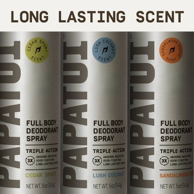 Papatui Men's Long-Lasting Odor Protection Body Deodorant Spray Lush Coconut 5oz - Imperfect Container