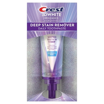 Crest 3D White Deep Stain Remover Daily Toothpaste Dazzling Mint 3.1oz - Missing Box