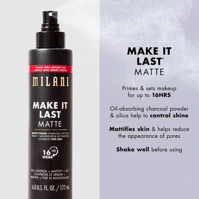Milani Make It Last Matte Finish Charcoal Setting Spray 6 fl oz - New