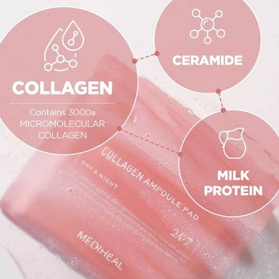 MEDIHEAL Collagen Ampoule Toner Pads 100ct - New