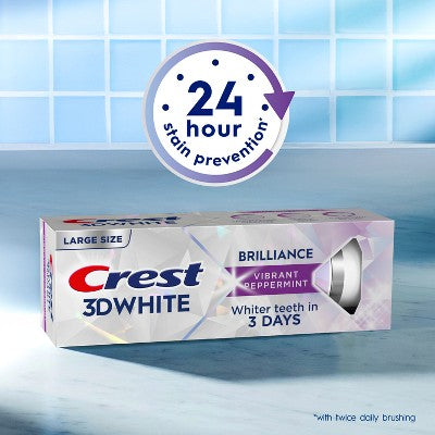 Crest 3D White Brilliance Vibrant Toothpaste Peppermint 4.6oz/2pk - New