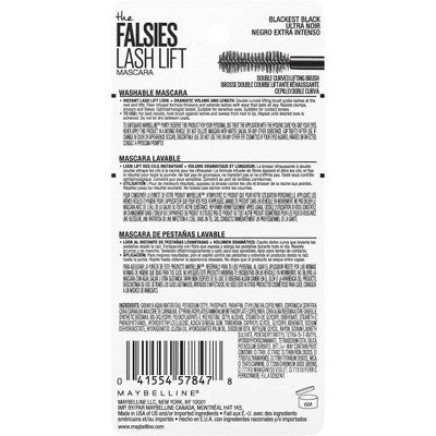 Maybelline Falsies Lash Lift Volumizing and Lengthening Mascara Blackest Black 0.32 fl oz - New
