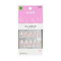 KISS Nails GLAM Jeweled Press-On Fake Nails Medium Almond Ripple 35ct - New
