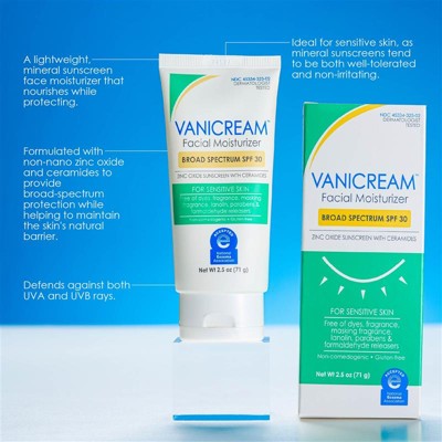 Vanicream Facial Moisturizer SPF 30 Zinc Oxide Mineral Sunscreen for Sensitive Skin 2.5oz - Imperfect Box