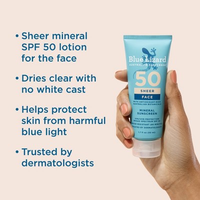 Blue Lizard Sheer Face Mineral Lotion SPF 50 1.7 fl oz - Imperfect Box