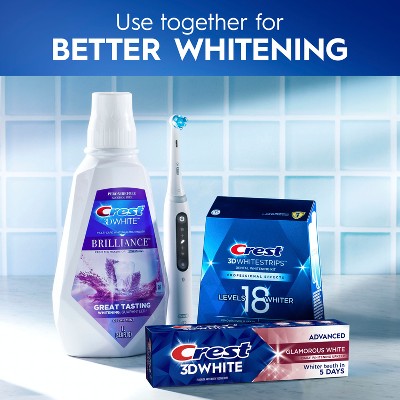 Crest 3D White Advanced Glamorous Teeth Whitening Toothpaste 3.3oz/3pk - Imperfect Box