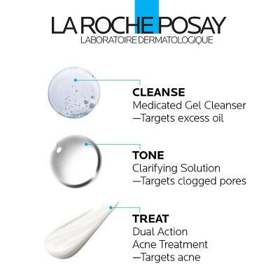 La Roche Posay Effaclar Dermatological Acne Treatment 3-Step System Kit Medicated Gel Cleanser 7.5 fl oz - Imperfect Box