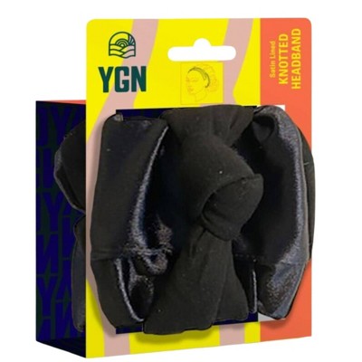 You Go Natural Satin Lined Knotted Headband Black - New