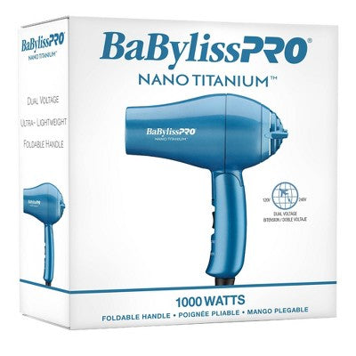 BaBylissPRO Nano Titanium Travel Hair Dryer - Blue - 1000W