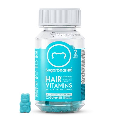 SugarbearPRO Hair Vitamin Vegan Kosher Gummy Multivitamin + Extra Strength Biotin 62ct - New