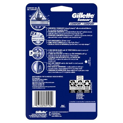Gillette Sensor3 Comfort Men's Disposable Razors 12ct - New