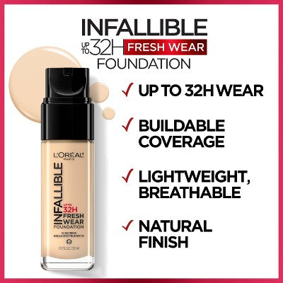 L'Oreal Paris Infallible 32HR Foundation SPF 25 415 Rose Ivory 1 fl oz - New