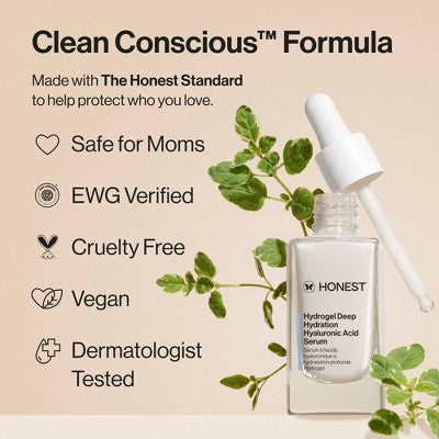 Honest Beauty Hydrogel Deep Hydration Hyaluronic Acid Serum with Rambutan 1 fl oz - Imperfect Boz