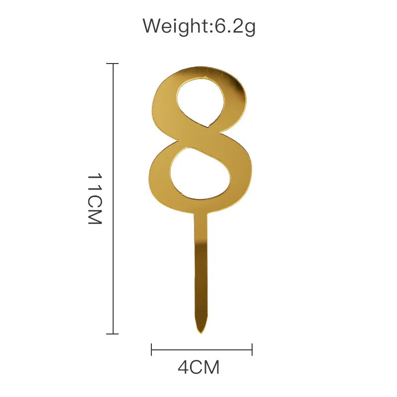 Sparkling 0-9 Number Happy Birthday Cake Topper Gold Acrylic Wedding Cake Topper Kids Birthday Party Cake decoration Baby shower