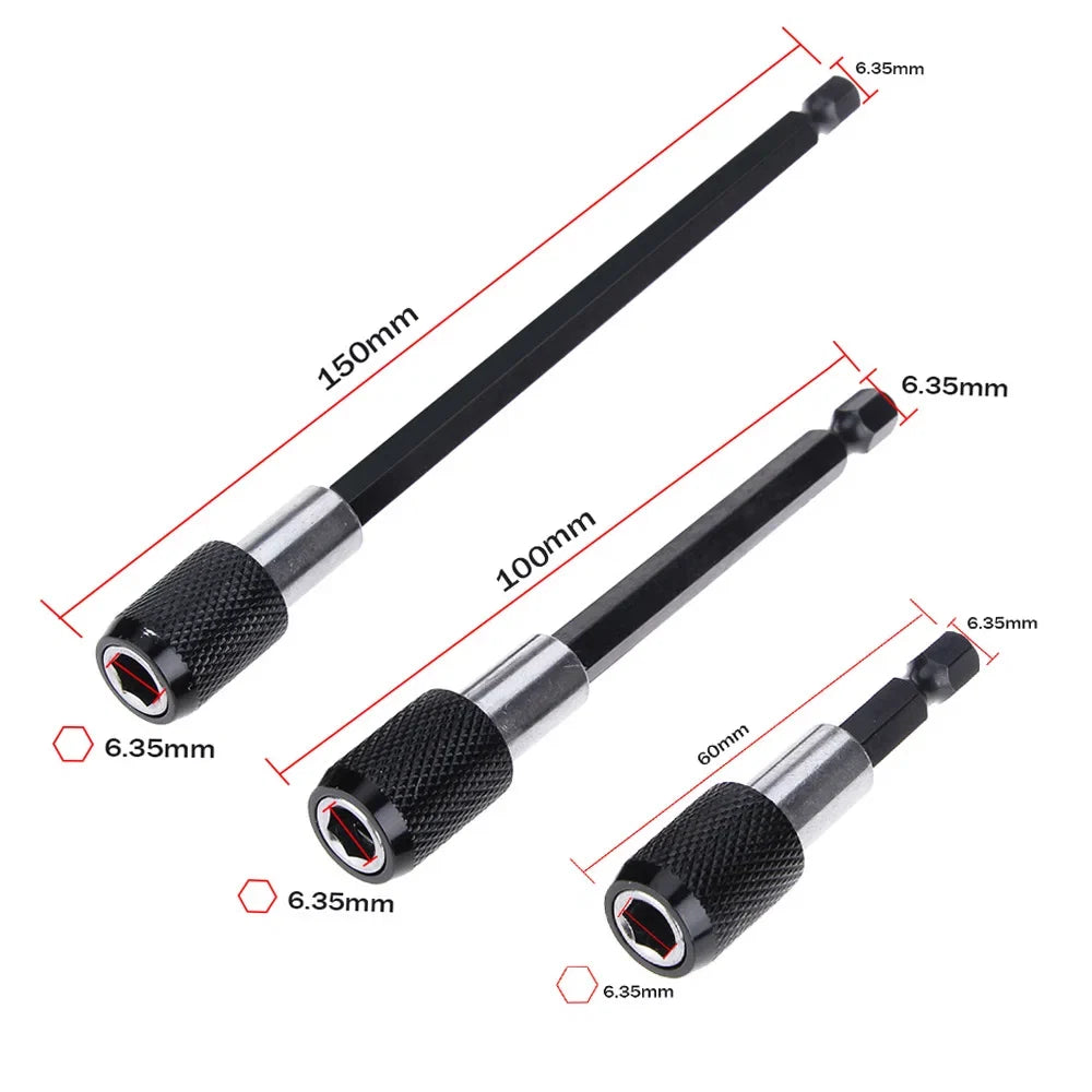1/4 Inch Hex Shank Quick Release Screwdriver Bit Holder Extension Bar | 60mm 100mm 150mm