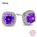 Natural Amethyst Stud Earrings | 925 Sterling Silver Jewelry for Women