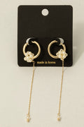 Pearl Cluster And Chain Drop Hoop Earrings