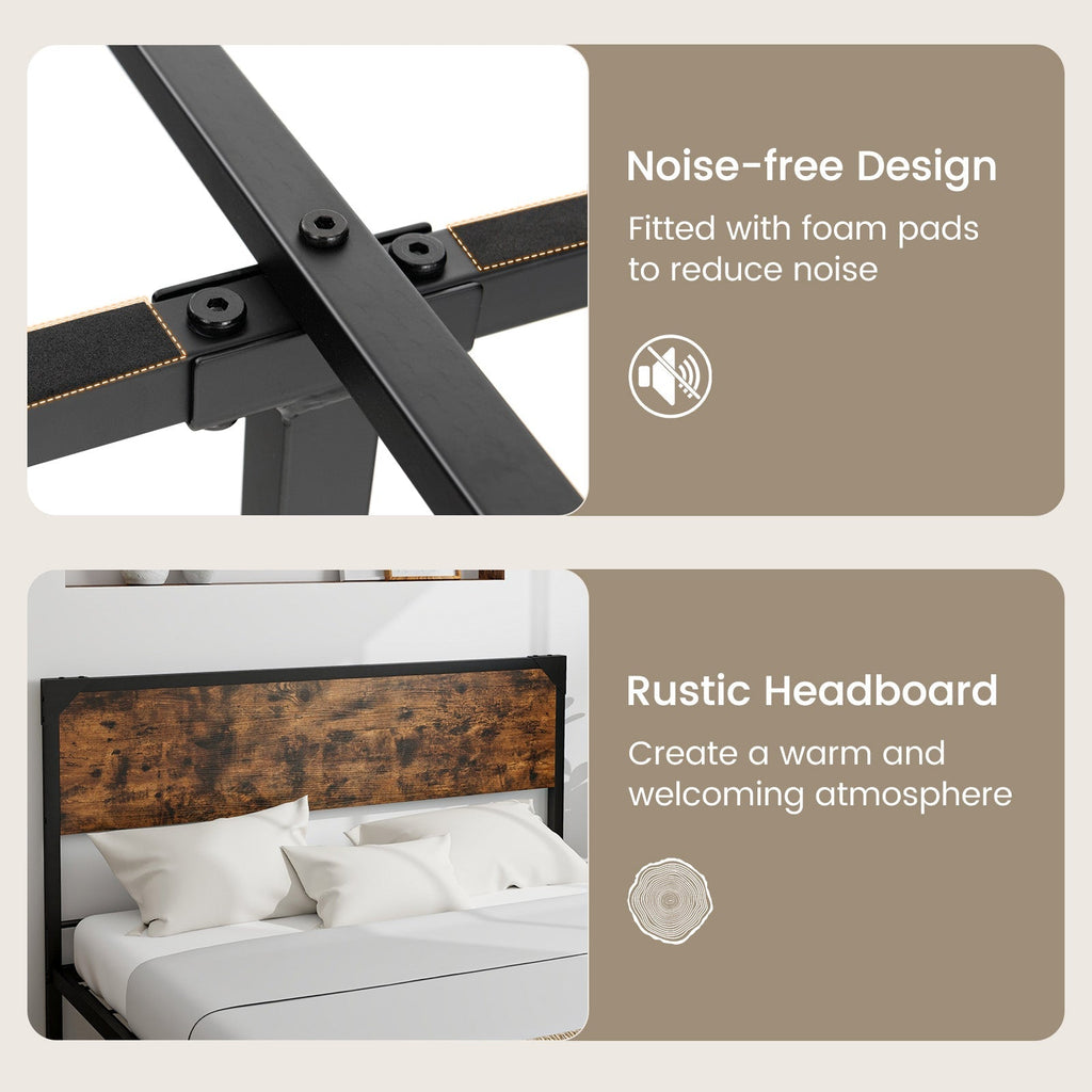 Platform Full/Queen Bed with Rustic Headboard and Footboard