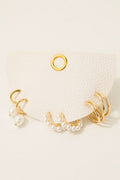 Mixed Pearl Studs And Charms Hoop Earrings Set