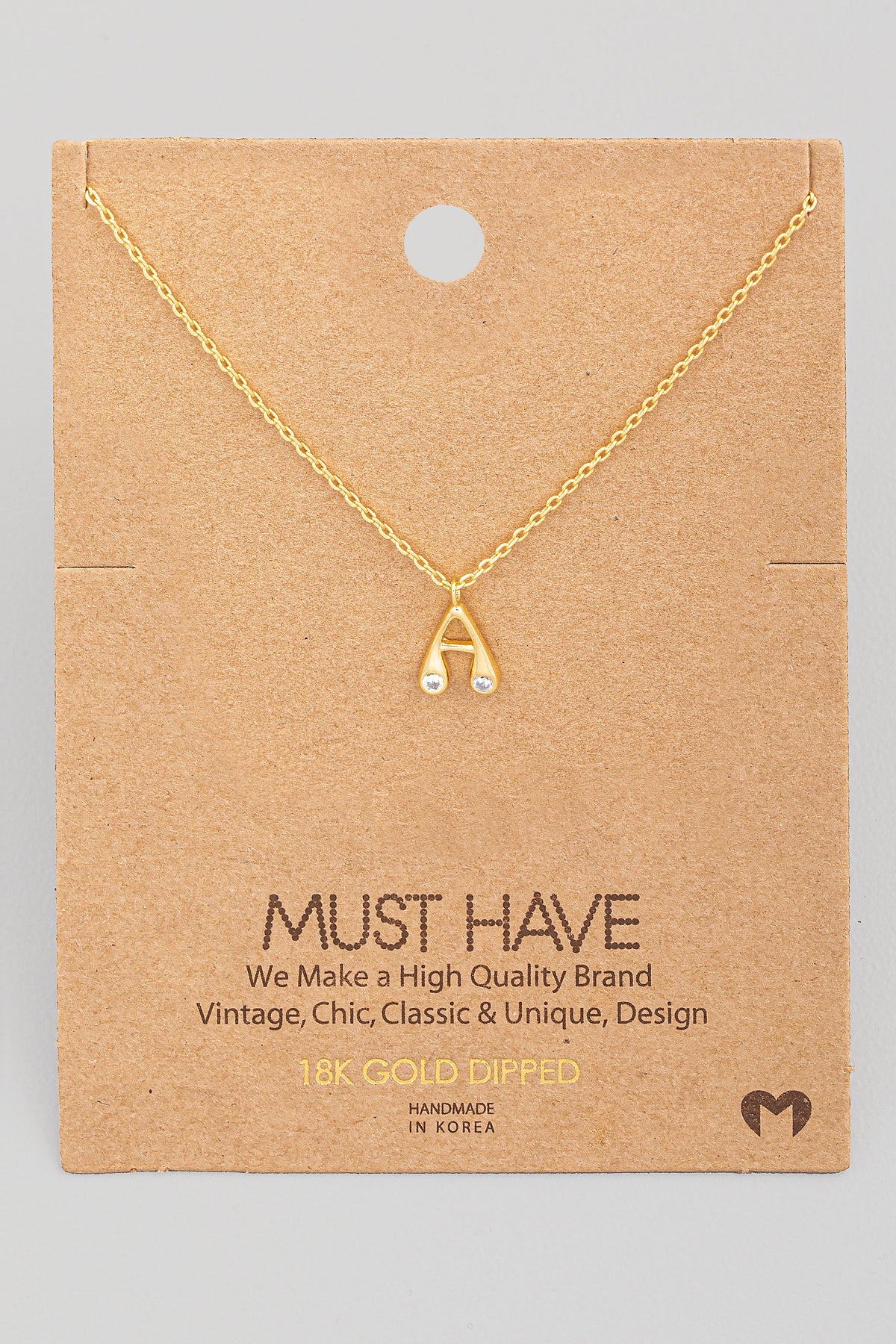 Initial Stone Pendant Necklace