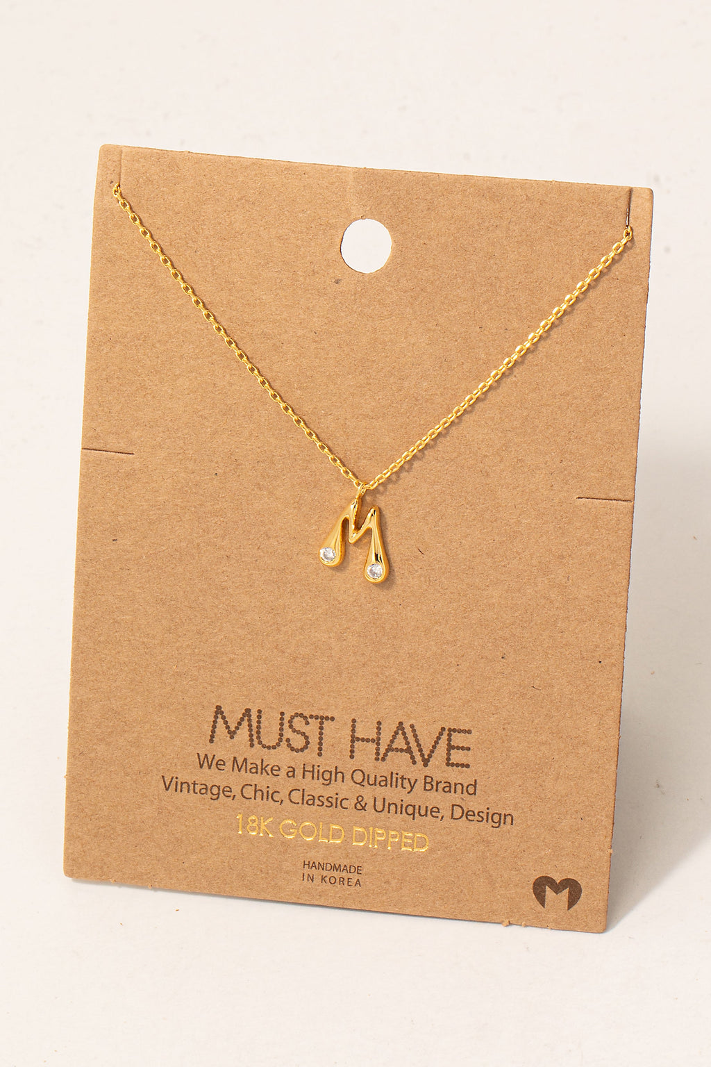 Initial Stone Pendant Necklace