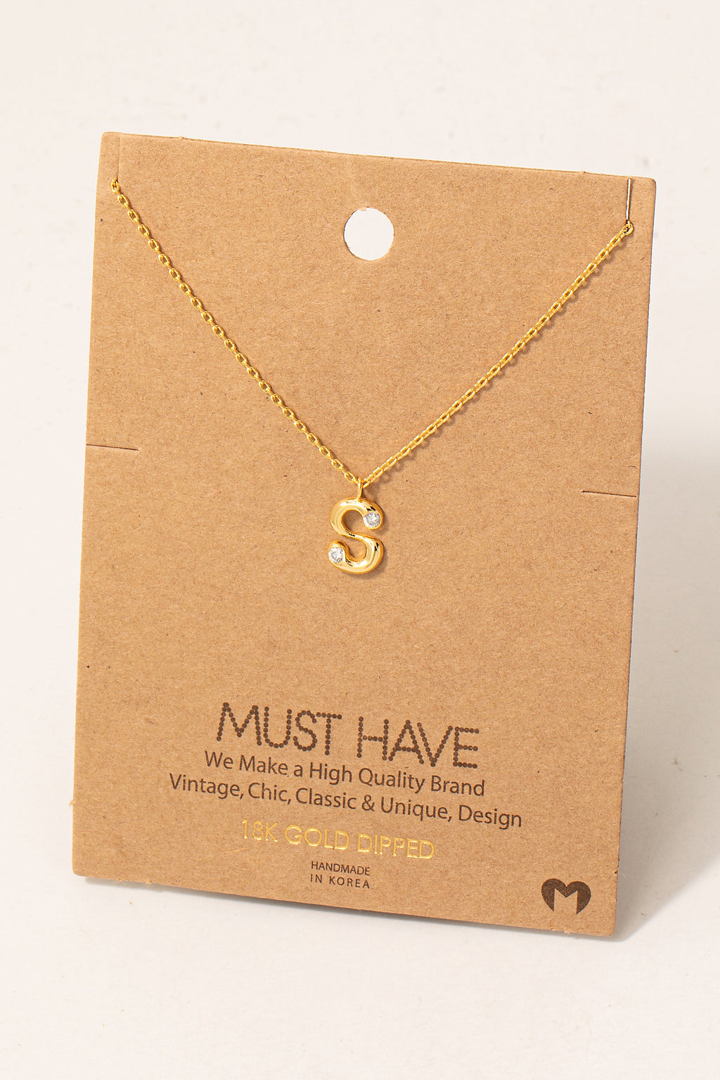 Initial Stone Pendant Necklace
