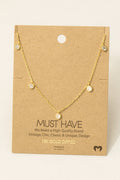 Gold Dipped Rhinestone Drop Station Necklace