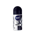 Nivea Men Invisible Black&White Roll-On Antiperspirant Deodorant - 50 ml, Prevents Sweat Stains, Long-Lasting Freshness