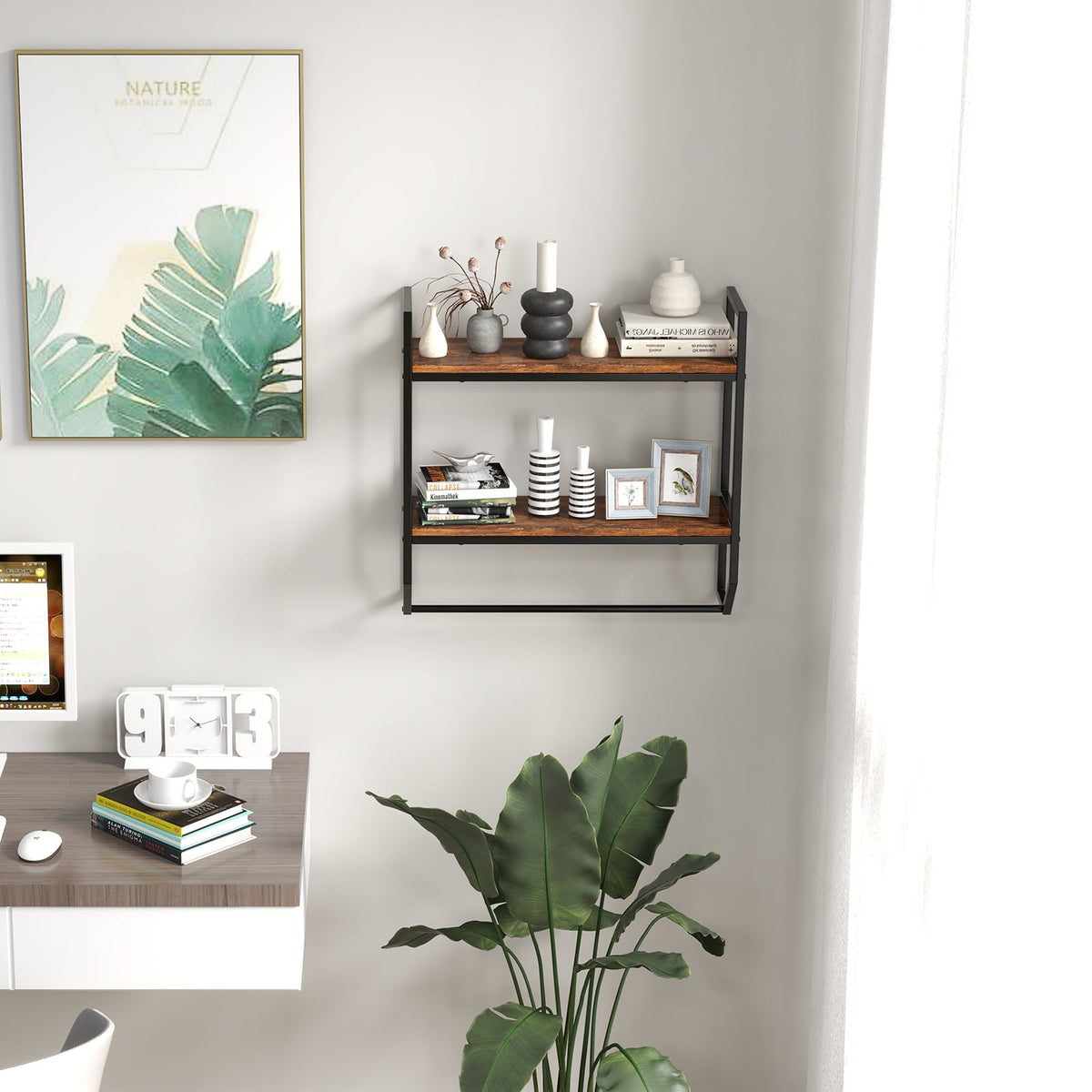 Over the Toilet Shelf Wall Mounted with Metal Frame for Bathroom