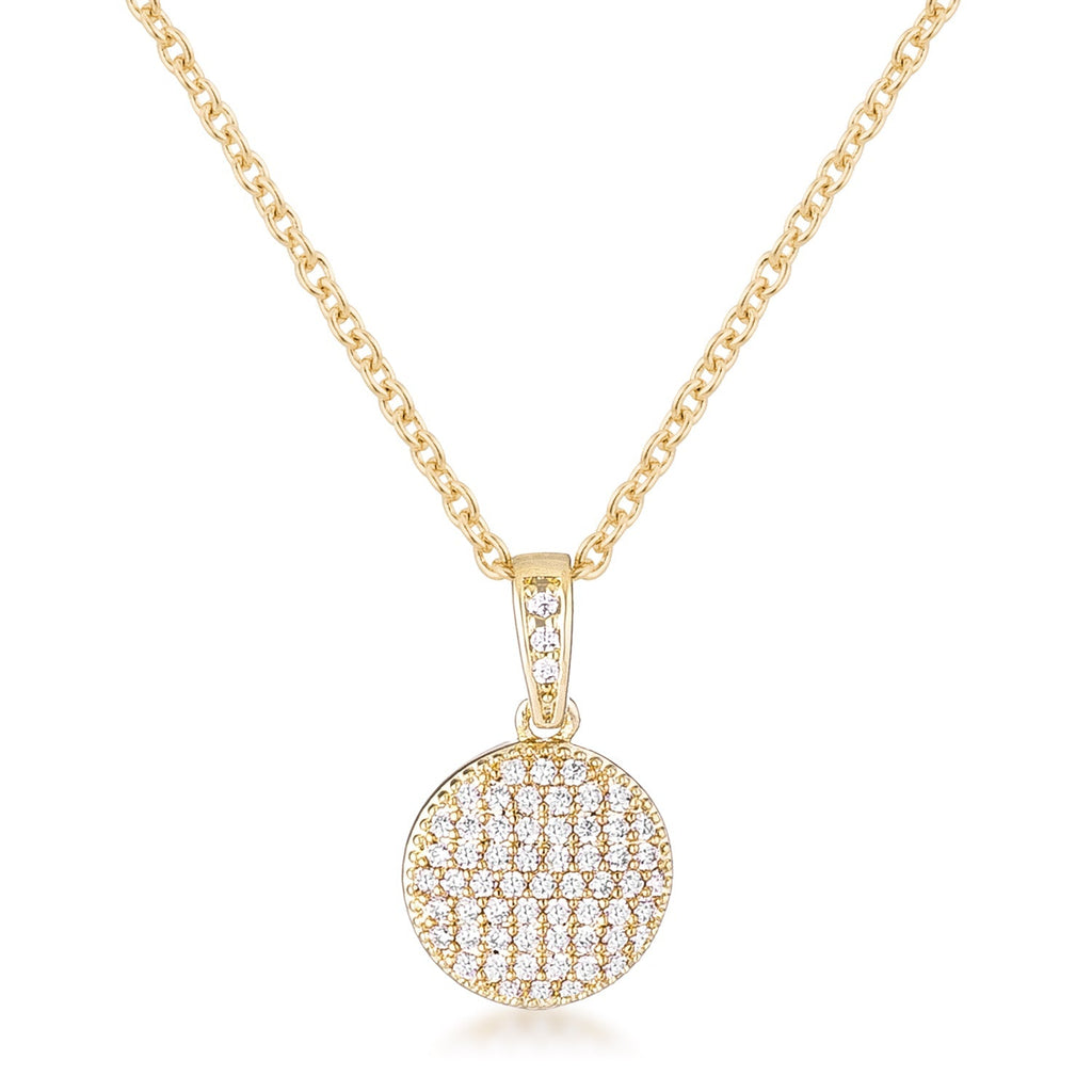 Avera Radiant CZ Disk Pendant Necklace in Pink