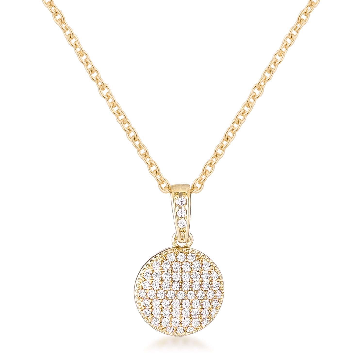 Avera Radiant CZ Disk Pendant Necklace in Pink