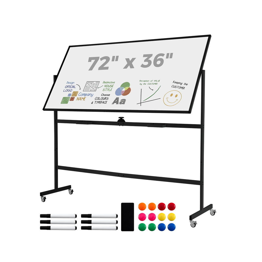 Rolling Double-Sided Magnetic Whiteboard on Wheels with Stand and Aluminum Alloy Frame