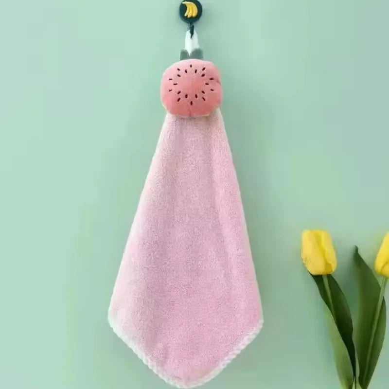 Coral Fleece Hangable Thicken Towel CartoonTowel Cute Absorbent Hand Towels Cleaning Cloth Rag Handkerchief