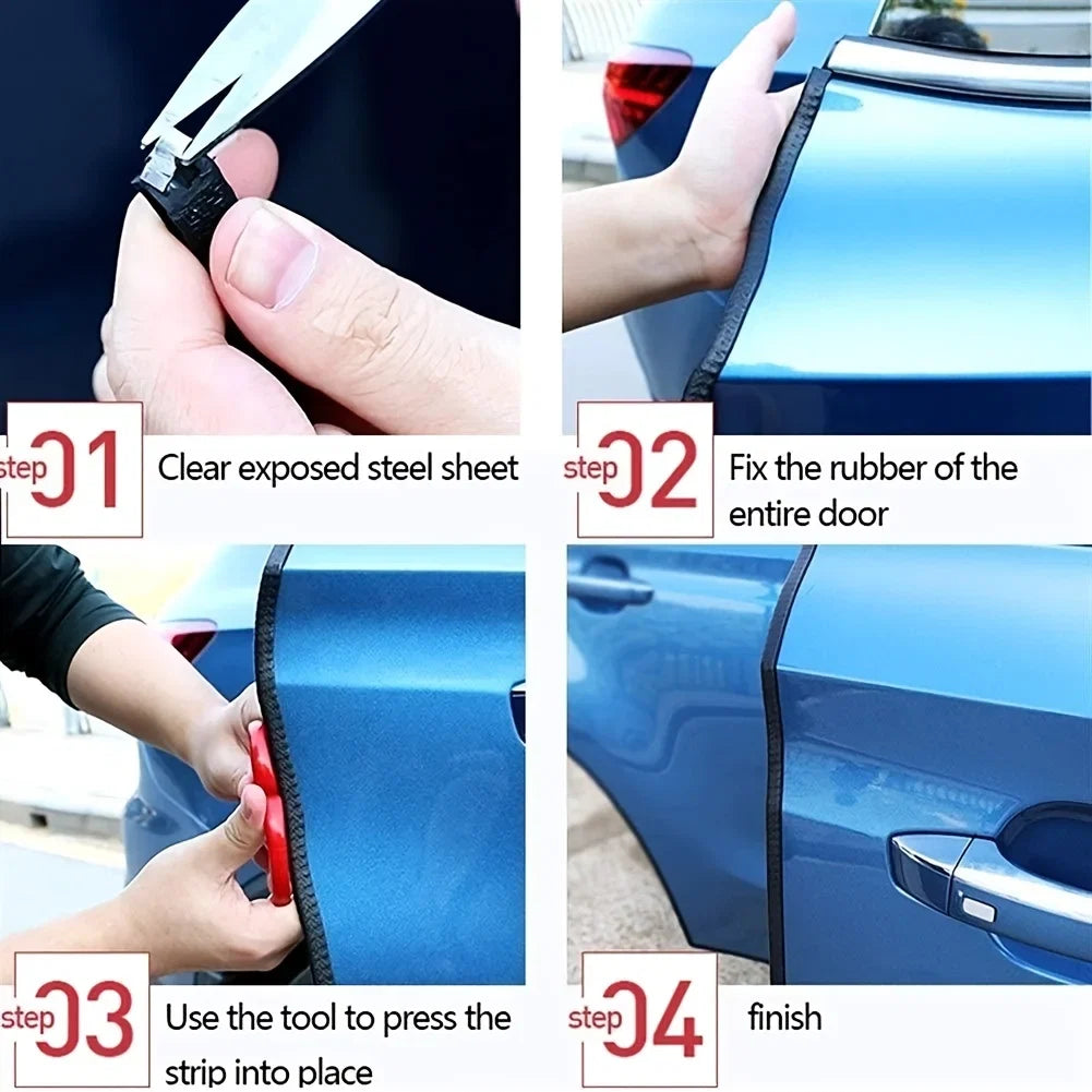 5/10M Car Door Protector Edge Scratch Strip Universal Car Door Noise reduction Anti Collision Protection With Steel Carstyling
