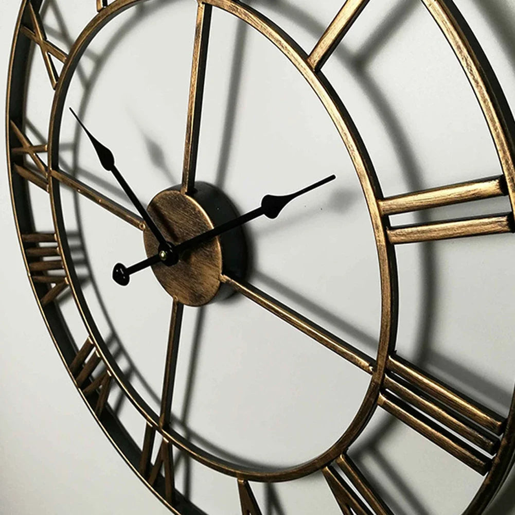 3D Roman Numerals Clock Iron Art Wall Hanging Clock Time Display Metal Silent Clock Room Arrangement Wall Ornament Home Decor