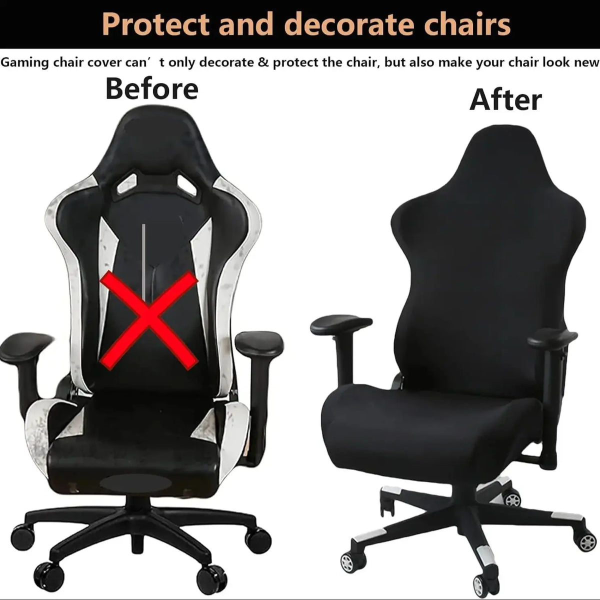 Gaming Chair Cover-Gaming Chair seat Cover 4pc/Set Gaming Chair Covers Stretchable with armrest Covers/Chair Back Covers/Chair s
