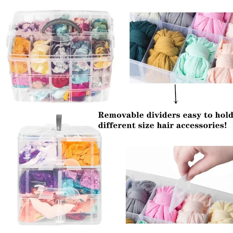 Stackable 3-Tier Plastic Storage Box Adjustable Compartment Toy Container Clear Jewelry Sundries Organizer Home Storage Supplies