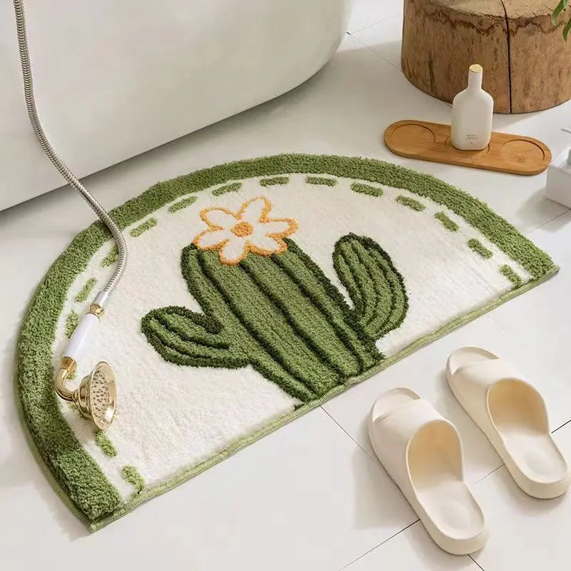 VIKAMA Imitation Cashmere Simple Semi-Circular Bathroom Bathroom Waterproof Floor Mat Household Living Room Bedroom Door Mat
