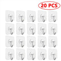 10/20 PCS Transparent Stainless Steel Self-Adhesive Hooks Bathroom Towel Clothes Storage Sticker Hooks Key Hangers Storage