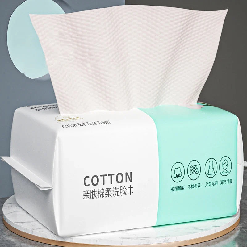 100PCS Natural Disposable Face Towel Travel Facial Cleansing Wet And Dry Makeup Remover Pearl Cotton Soft Makeup Nonwoven Towel