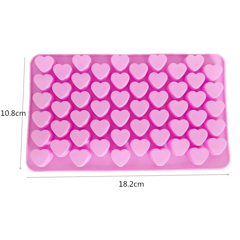 55 Piece Small Heart Shaped Silicone Cake Mold | Heart Chocolate Pastry Molds for DIY Baking