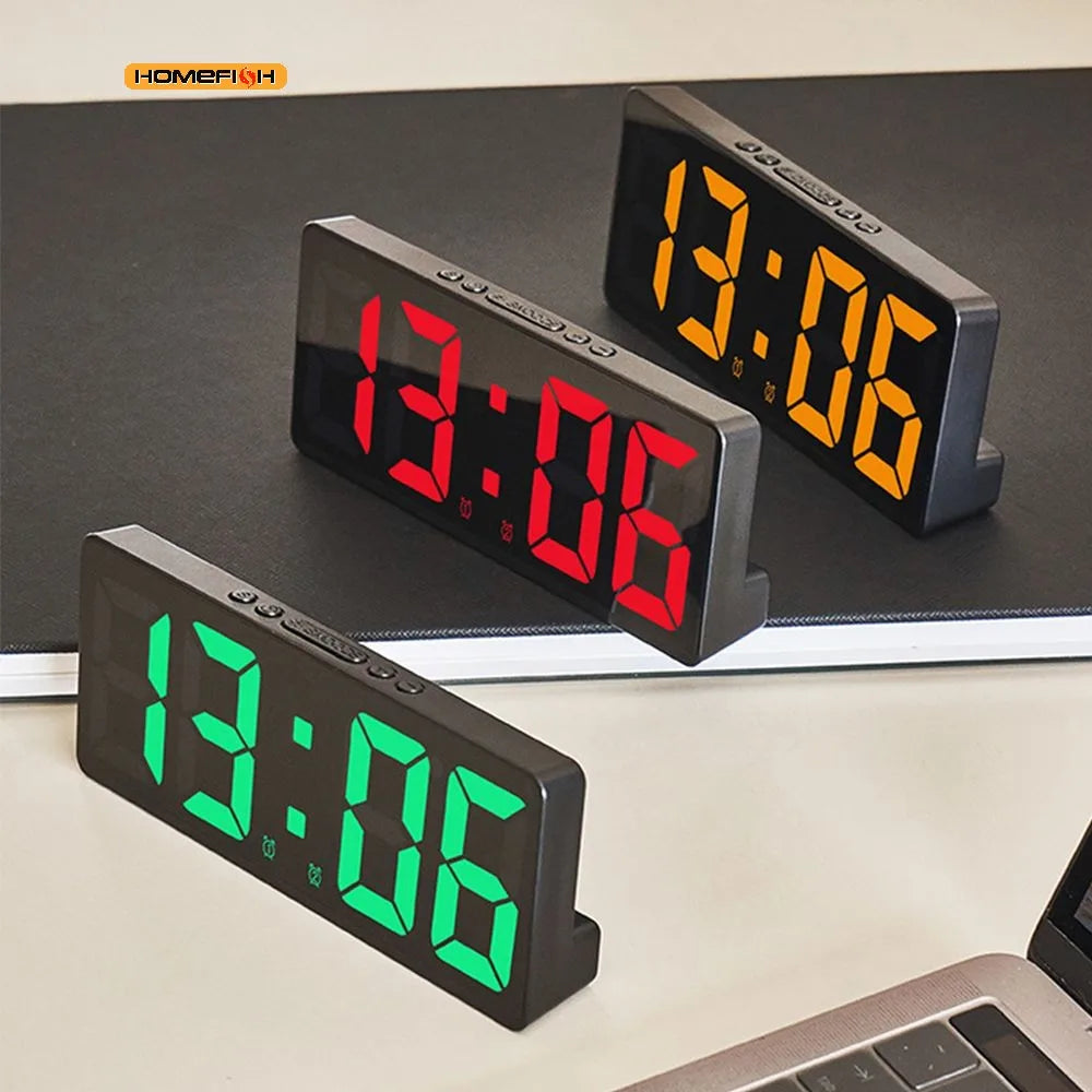 Creative Number Clock Color Nightlight Temperature Calendar Alarm Clock LED Large Number Electronic Clock Backlight Home Decor