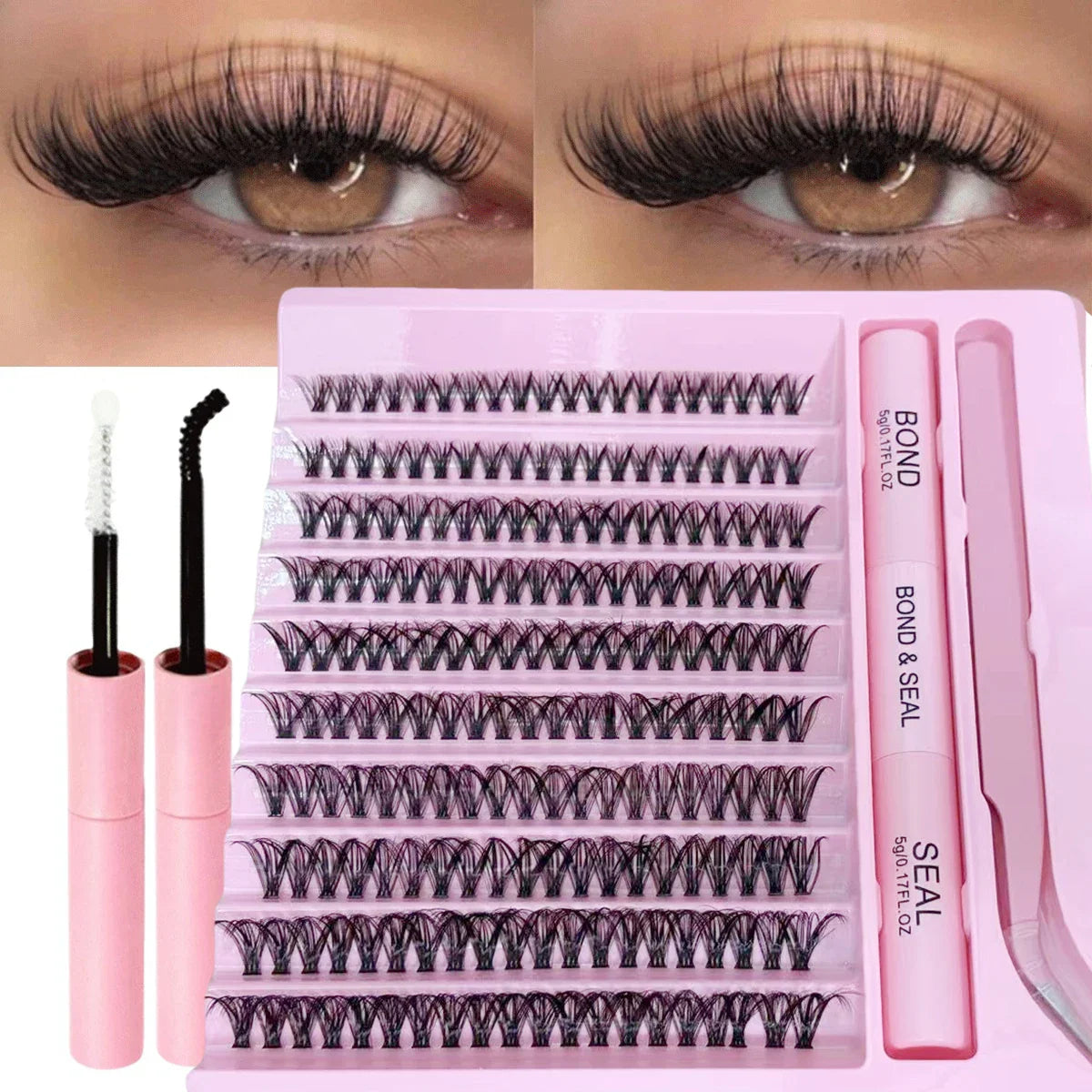 200-Piece Single Cluster False Eyelash Set | Faux Mink Fluffy Natural Lashes