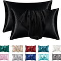 2pcs Satin Silk Pillowcase for Hair and Skin, Coral Pillow Cases Standard Size Set of Super Soft Pillow Case