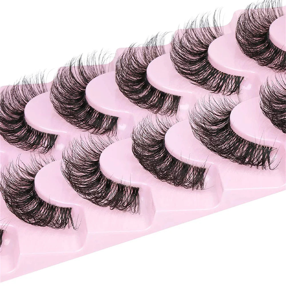 10 Pairs 6D Super Fluffy Wispy Faux Mink Eyelashes | Cat Eye Effect Dramatic Lashes
