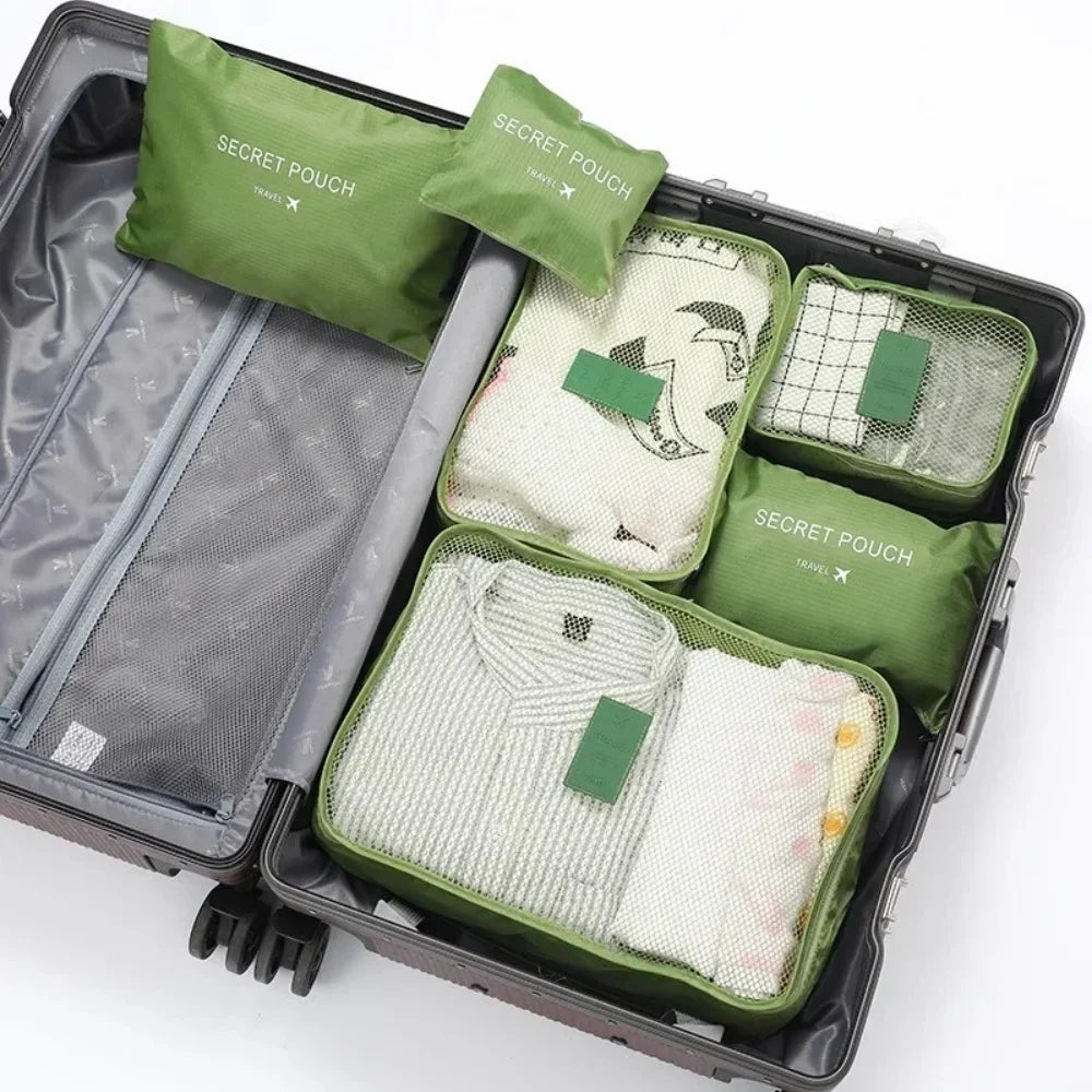 Protable Large Capacity Waterproof Luggage Clothing Underwear Storage Bag 6 Pcs/Set Travel Storage Bag Travel Bag With Zipper