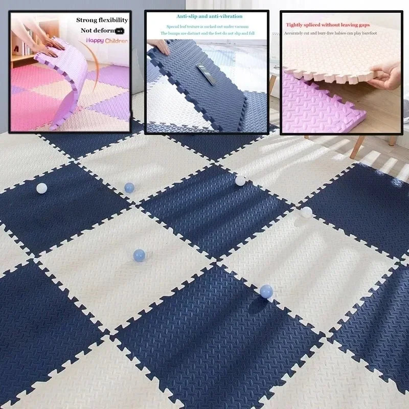30*30cm Thick Baby Mat EVA Leaf Pattern Fitness Floor Mat Yoga Fitness Non-slip Interlocking Carpet Room Decorative Floor Tile